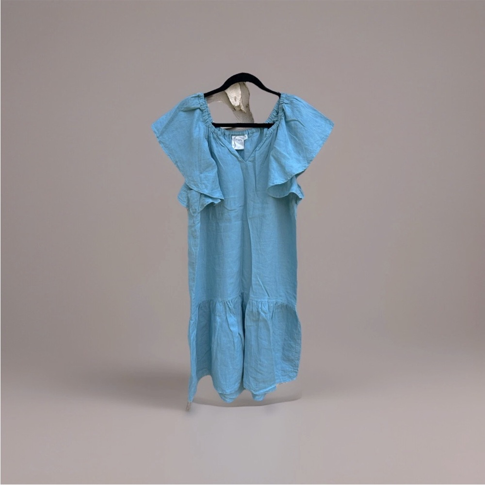 Finley Blue Linen Casual Dress Small